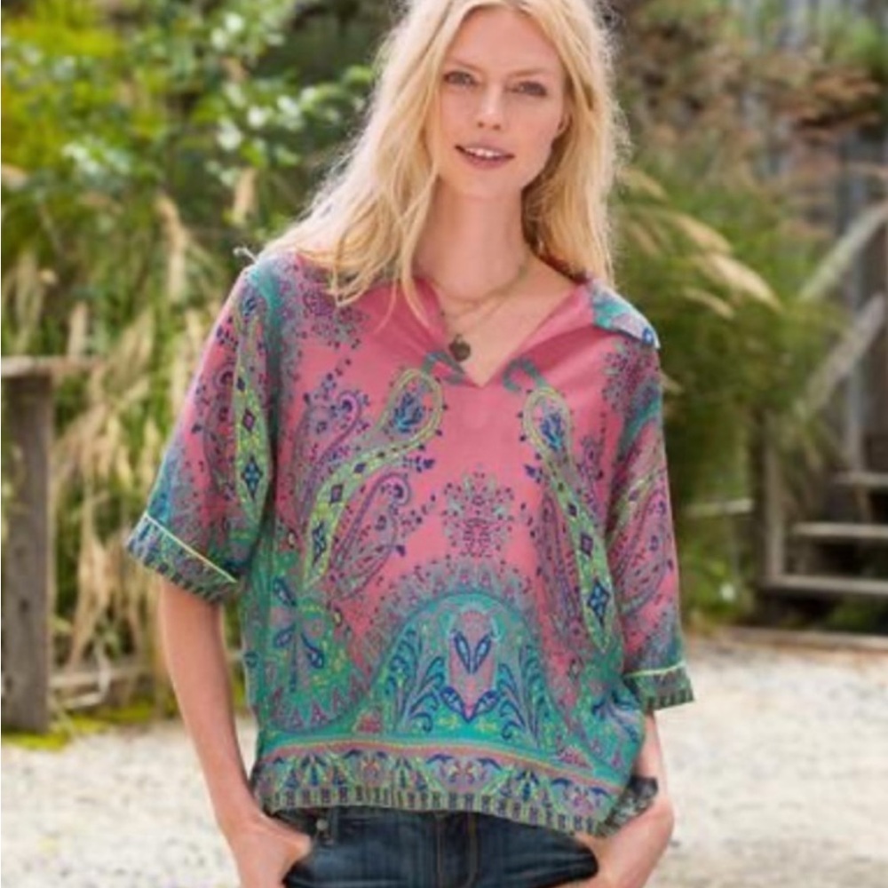 NWOT SUNDANCE Paisley Silk and Cotton Blouse Top M